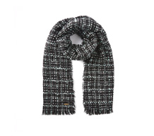 Black boucle check scarf